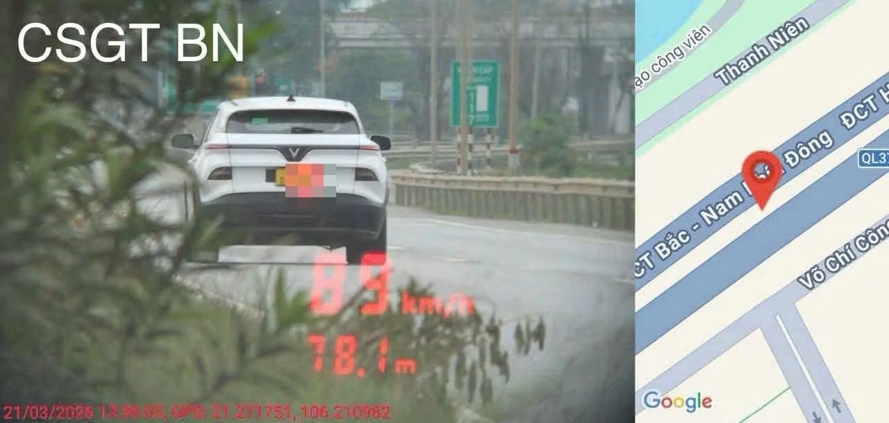 Tài xế sử dụng biển số giả gắn lên ô tô, sau đó nhiều lần vi phạm khi tham gia giao thông trên địa bàn tỉnh Bắc Ninh. Ảnh: Phòng CSGT Công an tỉnh Bắc Ninh Xử lý tài xế ô tô gắn biển số giả để né camera giao thông - Ảnh 1.