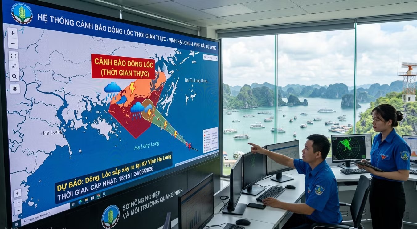 Hệ thống cảnh báo dông, lốc trên vịnh Hạ Long, vịnh Bái Tử Long. Ảnh minh họa. Quảng Ninh vận hành hệ thống cảnh báo dông lốc tức thời trên vịnh Hạ Long - Ảnh 1.