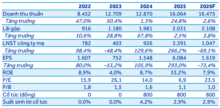 ACBS dự phóng các chỉ tiêu tài chính của VCG trong năm 2026