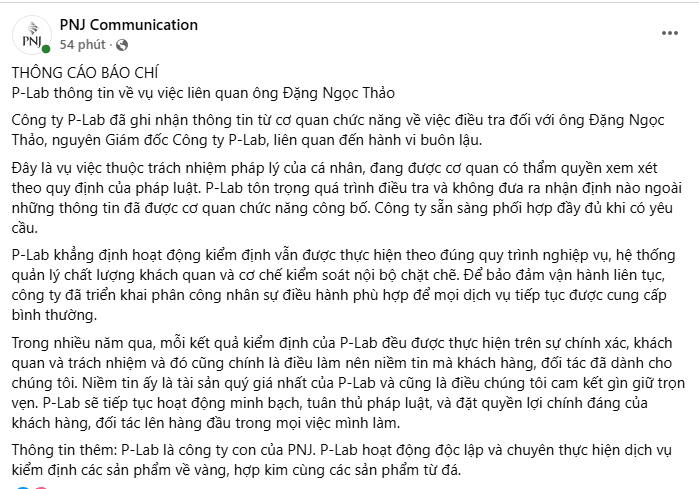 PNJ phát thông báo nóng - Ảnh 1.
