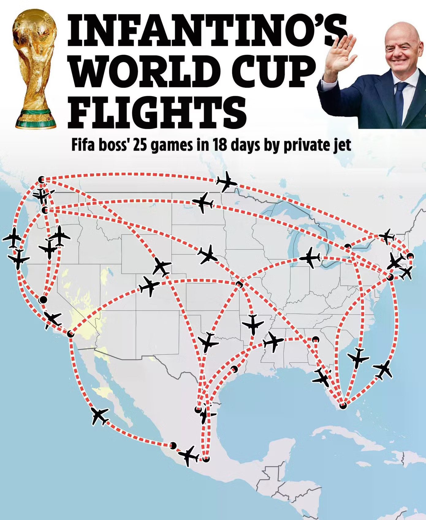 Dùng chuyên cơ riêng đi xem World Cup, Chủ tịch FIFA bị chỉ trích - Ảnh 2.