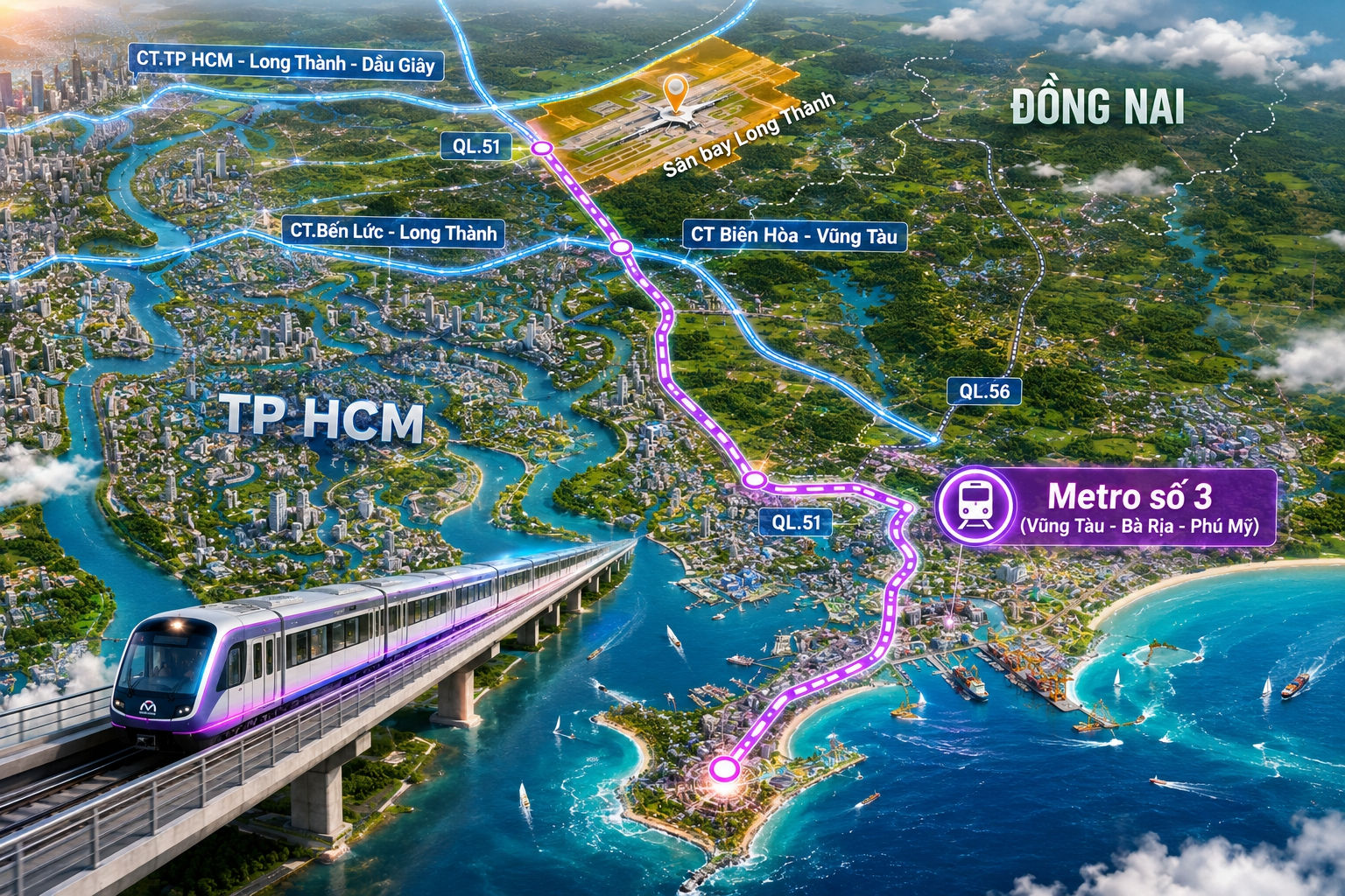 TP giàu nhất Việt Nam muốn kéo dài tuyến metro số 3 đến siêu sân bay lớn nhất cả nước - Ảnh 1.