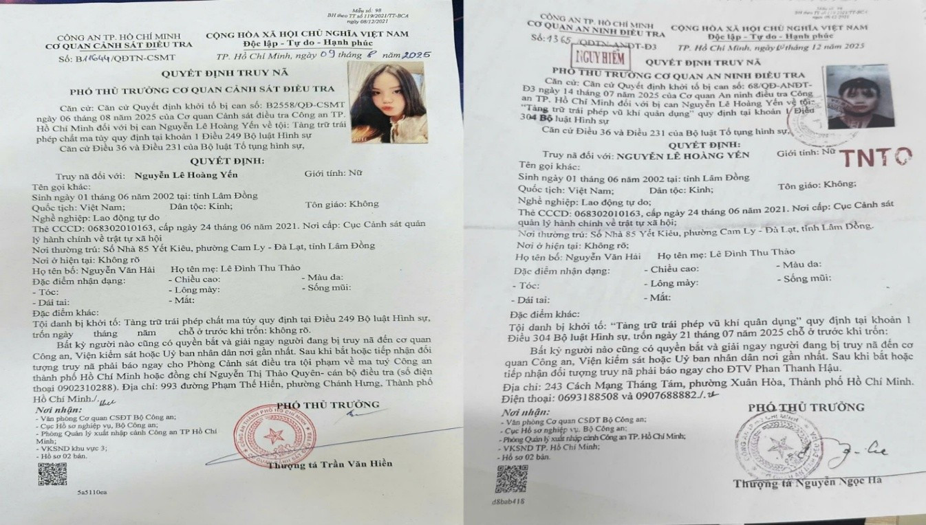 Khống chế, bắt giữ thành công đối tượng truy nã đặc biệt nguy hiểm Nguyễn Lê Hoàng Yến SN 2002 - Ảnh 1.