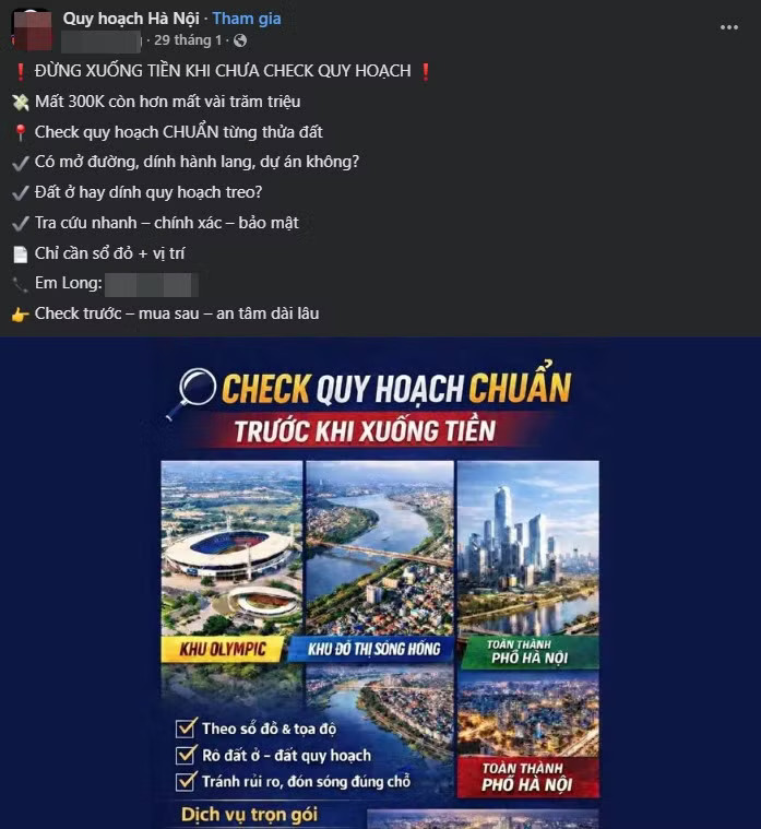 Nhan nhản các quảng cáo ‘Ma trận’ dịch vụ check quy hoạch: Cẩn trọng kẻo mất tiền, lộ thông tin cá nhân - Ảnh 2.