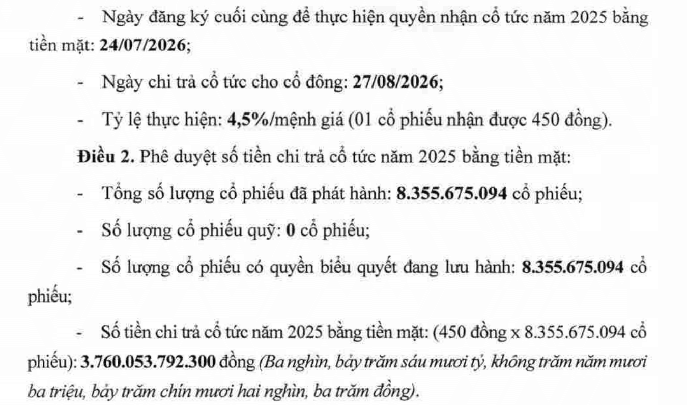 Vietcombank chốt trả cổ tức tiền mặt, hơn 3.760 tỷ đồng sắp về tay cổ đông - Ảnh 1.
