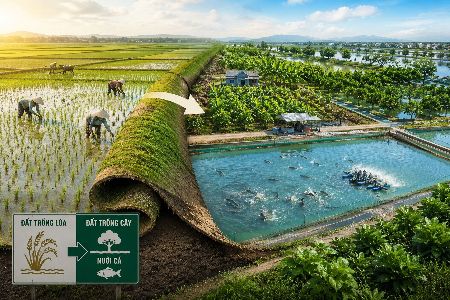 Tự ý chuyển đất trồng lúa sang đất trồng cây nuôi cá: Khi thu hồi có được đền bù không? - Ảnh 1.