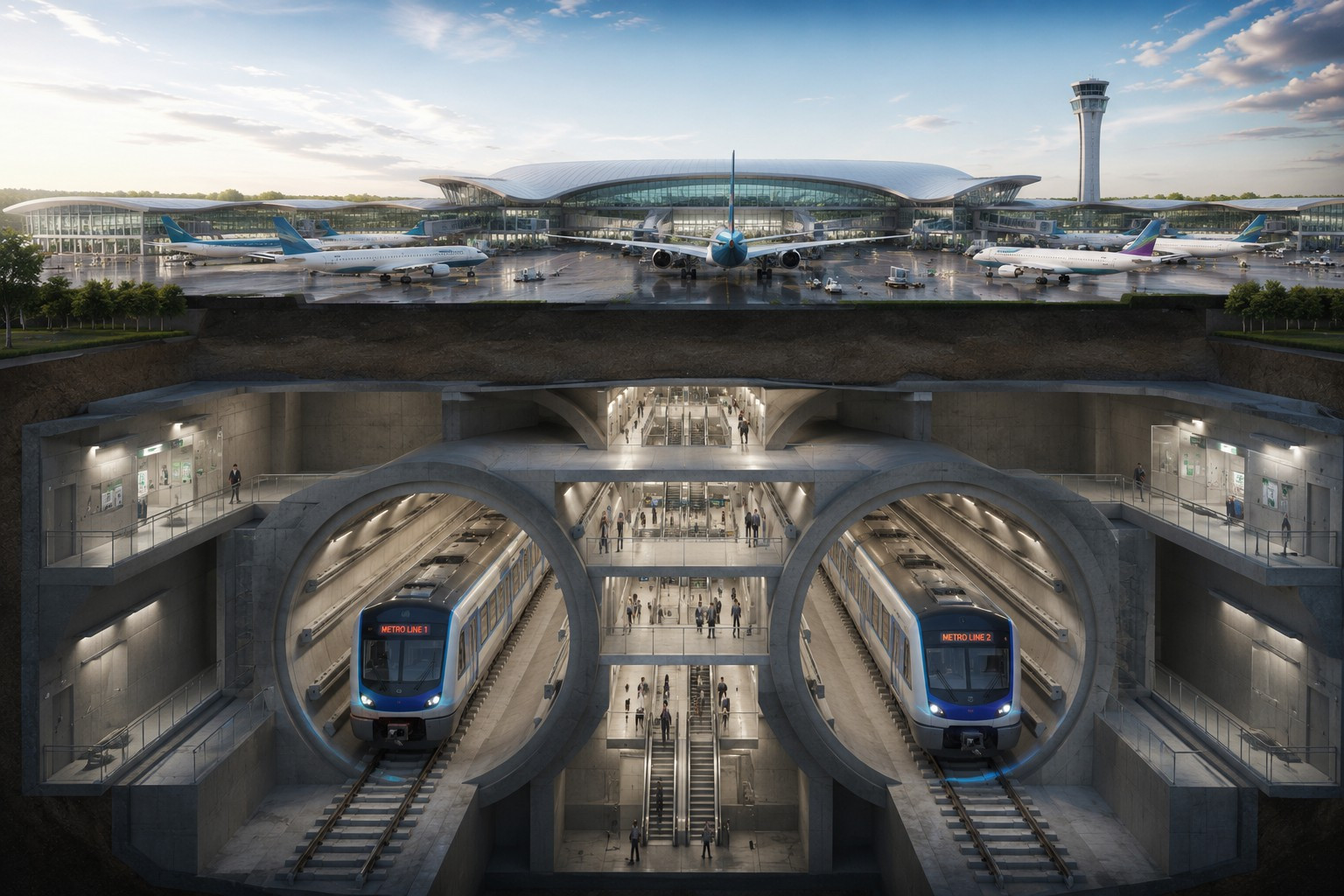 Việt Nam lần đầu tiên dự kiến xây dựng 2 tuyến metro ngầm ngay dưới sân bay lớn bậc nhất cả nước - Ảnh 3.