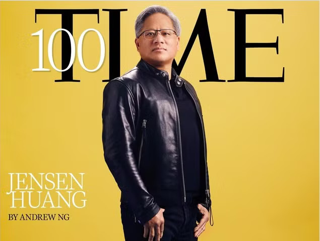 CEO Nvidia Jensen Huang mặc chiếc áo da trong bức ảnh trên trang bìa tạp chí TIME Chiếc áo da gắn với ‘ông vua AI’ Jensen Huang được đấu giá gần 1 triệu USD - Ảnh 1.