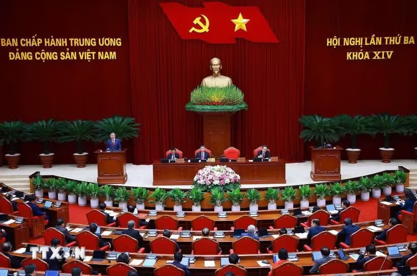 Quang cảnh hội nghị. Ảnh: TTXVN. Khai mạc Hội nghị Trung ương 3 khóa XIV - Ảnh 1.