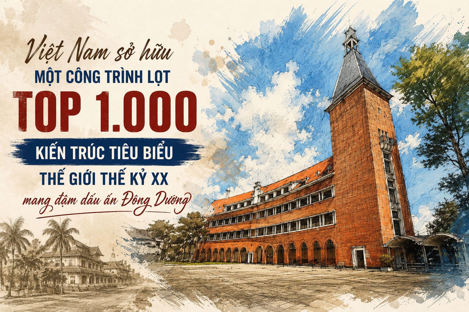 Việt Nam sở hữu một công trình lọt TOP 1.000 kiến trúc tiêu biểu thế giới thế kỷ XX, mang đậm dấu ấn Đông Dương