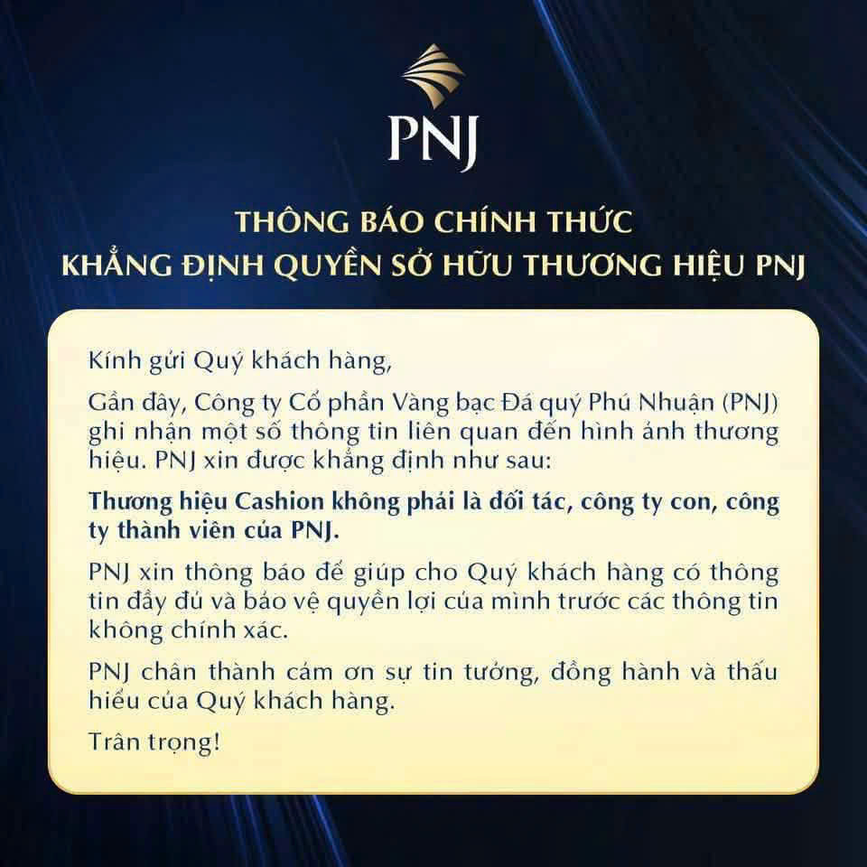 PNJ tuyên bố ‘không liên quan Cashion’, đã thoái vốn khỏi Người Bạn Vàng - Ảnh 1.