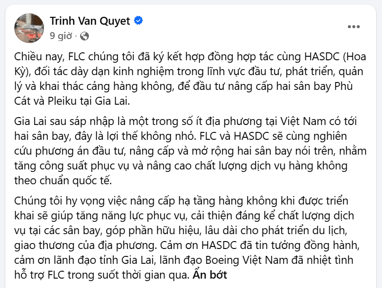 Ông Trịnh Văn Quyết cảm ơn lãnh đạo tỉnh Gia Lai, Boeing Việt Nam và 'ông lớn' Mỹ - Ảnh 2.