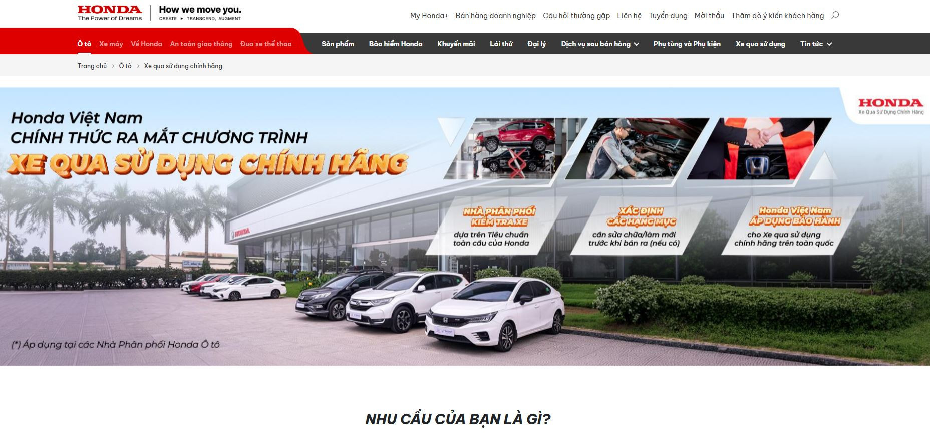 Website bán xe cũ của Honda