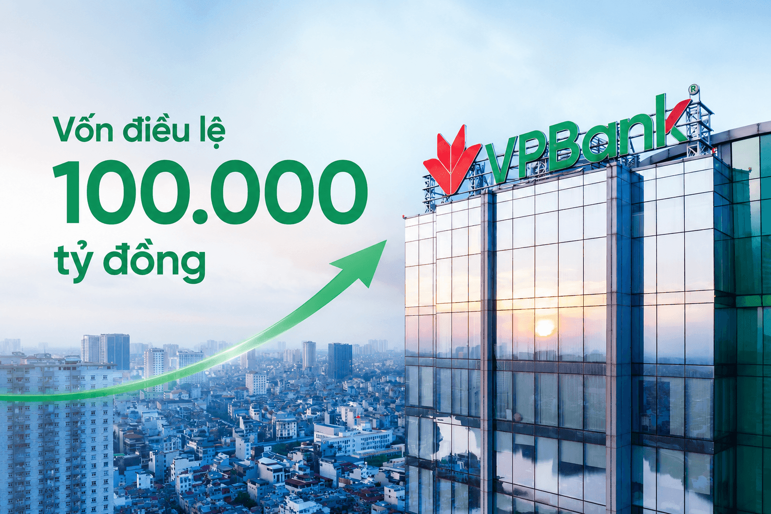 VPBank sắp phát hành hơn 2 tỷ cổ phiếu, nâng vốn điều lệ lên 100.000 tỷ đồng