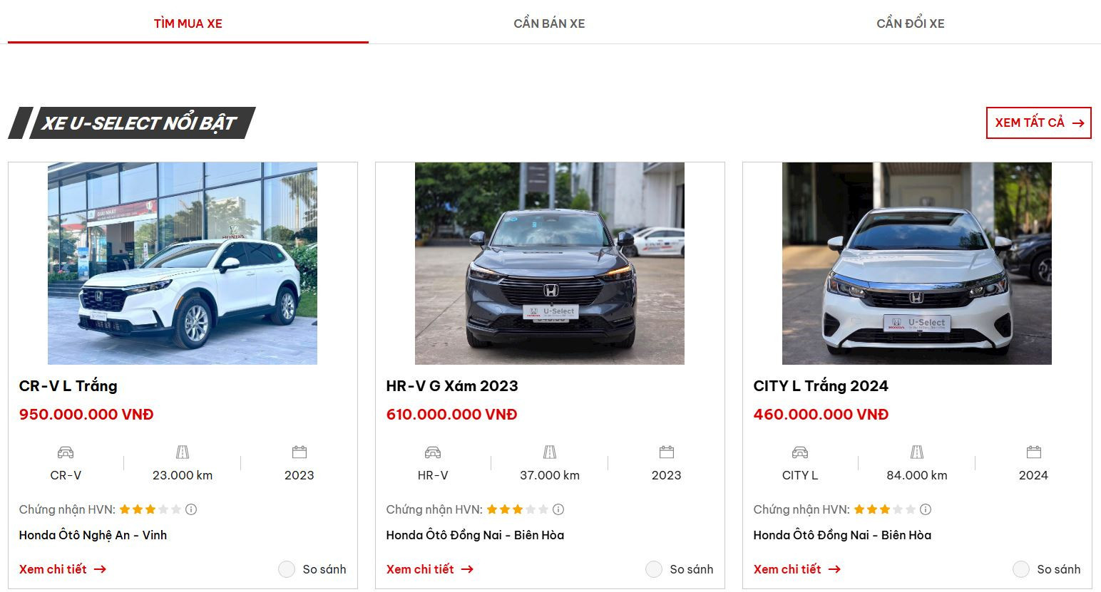 Một số xe cũ trên website