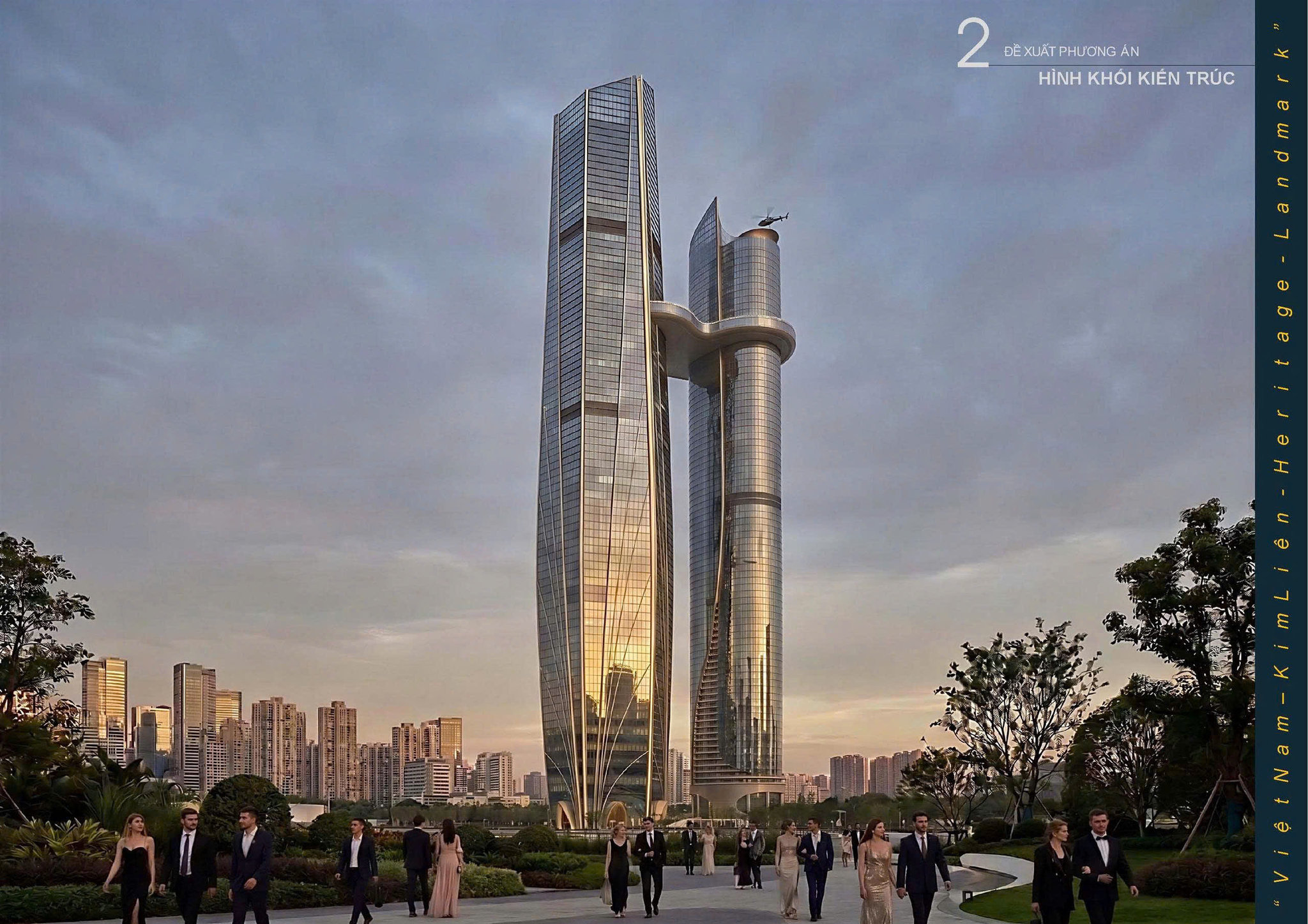Phối cảnh tháp đôi Hanoi Twin Towers 99 cao 568m giữa Hà Nội, hướng tới kỷ lục thế giới