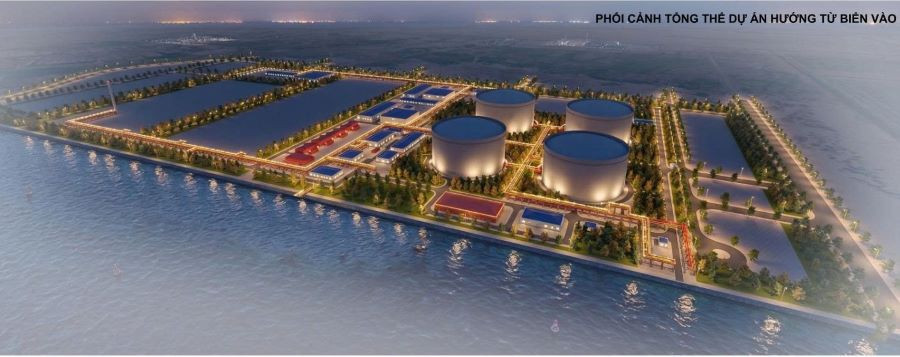 Phối cảnh tổng thể dự án Kho LNG Bắc Trung Bộ hướng từ biển vào