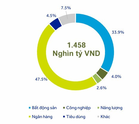 Tổng mệnh giá TPDN đang lưu hành tính theo từng nhóm ngành (nguồn: ACBS)