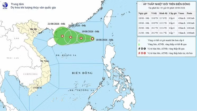 Dự báo về đường đi của áp thấp nhiệt đới trên Biển Đông trong những ngày tới. Biển Đông có áp thấp nhiệt đới - Ảnh 1.