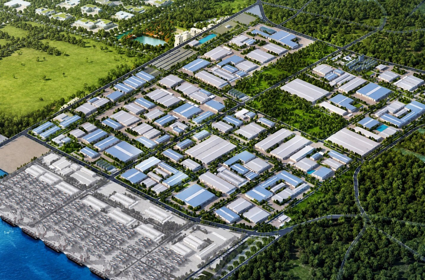 Phối cảnh Dự án đầu tư xây dựng và kinh doanh kết cấu hạ tầng Khu Công nghiệp Vinhomes Vũng Áng