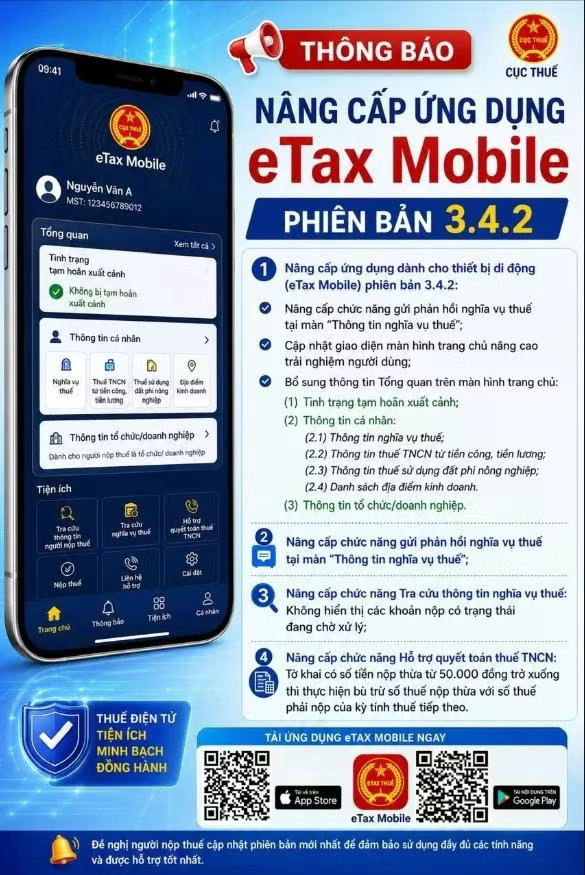 Ứng dụng eTax Mobile phiên bản cho phép kiểm tra nợ thuế, tạm hoãn xuất cảnh. Đồ hoạ: Cục Thuế. Cách tra cứu nợ thuế, tình trạng tạm hoãn xuất cảnh trước kỳ nghỉ 2/9 - Ảnh 2.
