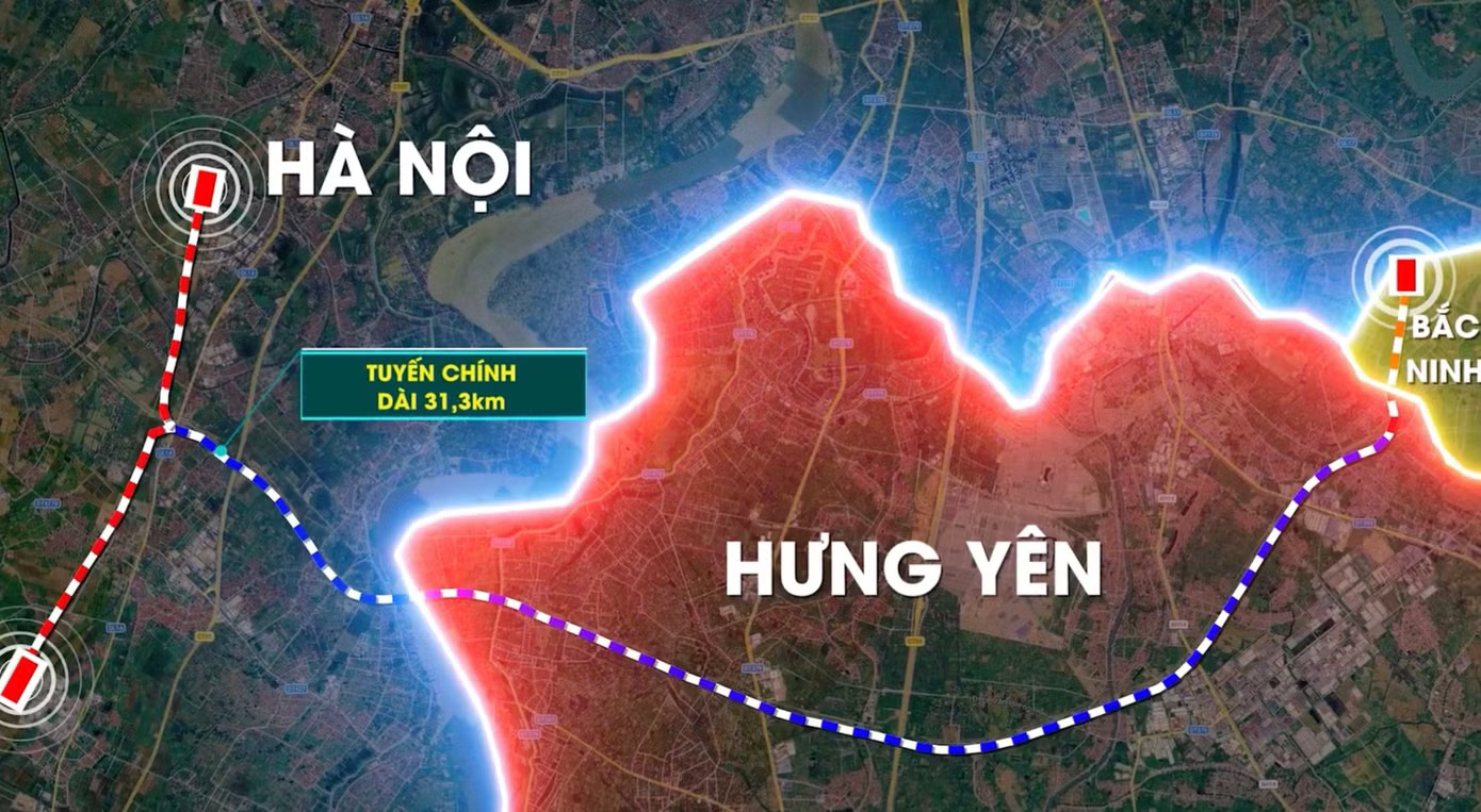 Dự án tuyến đường sắt quốc gia vành đai phía Đông đoạn Ngọc Hồi - Kim Sơn đi qua 3 địa phương là Hà Nội, Hưng Yên và Bắc Ninh. Ảnh: UBND TP Hà Nội Hà Nội dịch chuyển 26,5 km đường sắt để mở rộng Quốc lộ 1A - Ảnh 3.