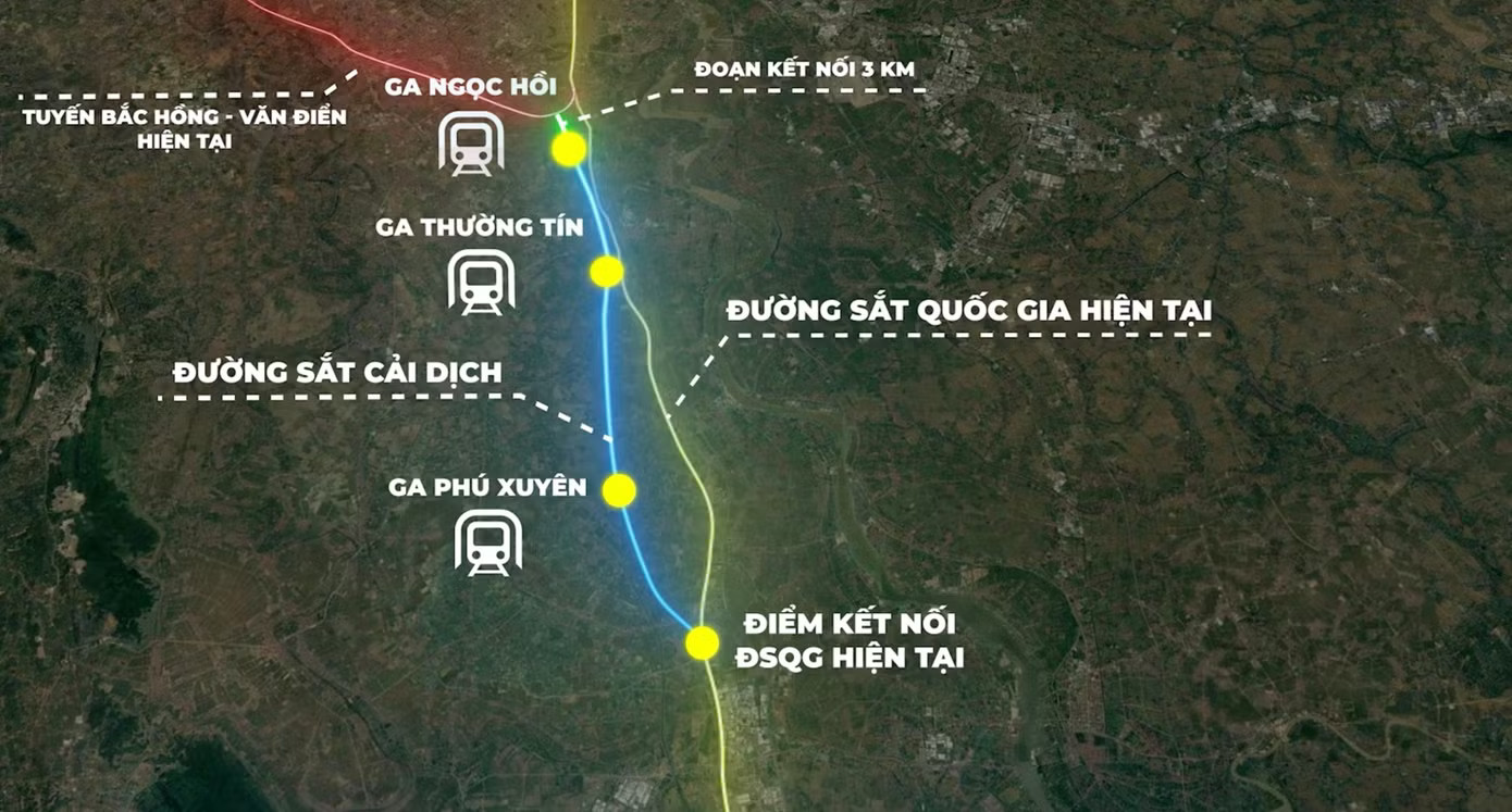 Dự án cải dịch tuyến đường sắt Hà Nội - TP Hồ Chí Minh đoạn Phú Xuyên - Ngọc Hồi. Ảnh: UBND TP Hà Nội Hà Nội dịch chuyển 26,5 km đường sắt để mở rộng Quốc lộ 1A - Ảnh 1.