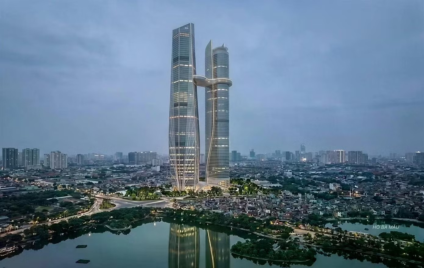 Phối cảnh dự án Hanoi Twin Towers 99 tại số 5-7 Đào Duy Anh. Ảnh: Liên danh CĐT. Hà Nội sẽ có thêm tòa tháp chọc trời 109 tầng bên sông Hồng - Ảnh 2.