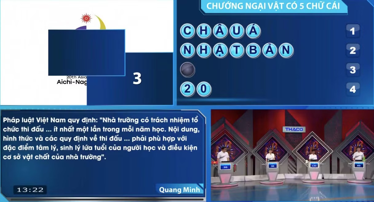 Quang Minh nhấn chuông trả lời ẩn số chướng ngại vật. ‘Hoàng tử nhấn chuông’ giành vòng nguyệt quế Đường lên đỉnh Olympia - Ảnh 3.