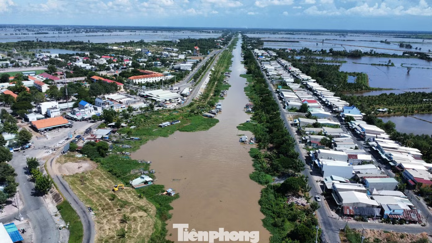 Mực nước tại nhiều trạm vùng Đồng Tháp Mười đang có xu hướng tăng do ảnh hưởng của mưa lũ thượng nguồn và triều cường. Lũ đầu nguồn kết hợp triều cường, Tây Ninh cảnh báo ngập diện rộng - Ảnh 1.