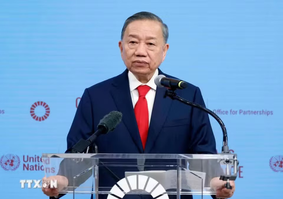Tổng Bí thư, Chủ tịch nước Tô Lâm phát biểu. (Ảnh: Thống Nhất/TTXVN) Việt Nam ký nhiều thỏa thuận quan trọng với Liên Hợp Quốc - Ảnh 2.