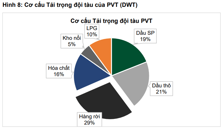 Cơ cấu Tải trọng đội tàu của PVT (DWT)