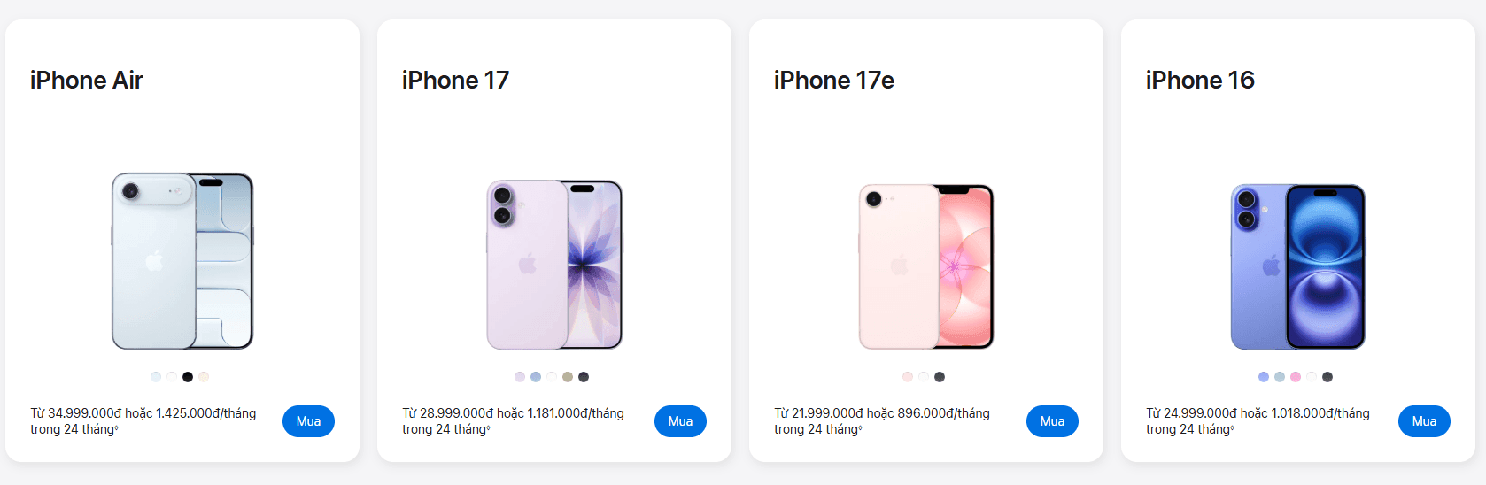 Dòng iPhone 17 Pro Max không còn xuất hiên trên gian hàng trực tuyến của Apple