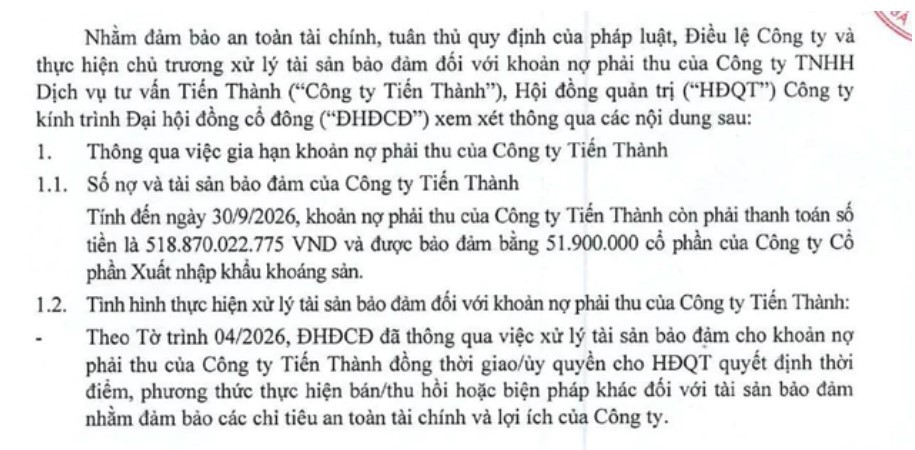 EVS xin gia hạn khoản phải thu gần 519 tỷ đồng
