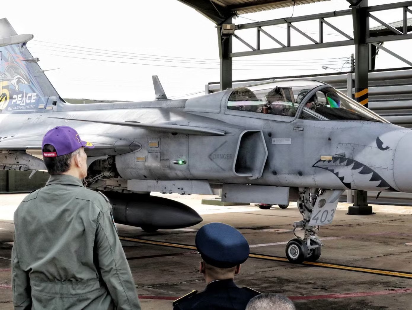 Khoảnh khắc Nhà vua Thái Lan dõi theo Hoàng hậu lái tiêm kích Gripen - Ảnh 5.