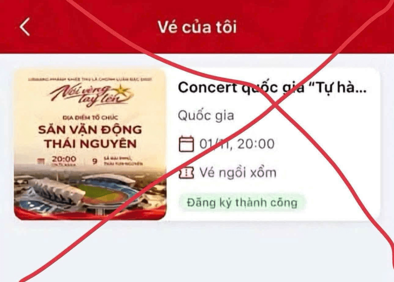 Công an khuyến cáo người dân cảnh giác với thông tin sai lệch về vé concert. Ảnh chụp màn hình