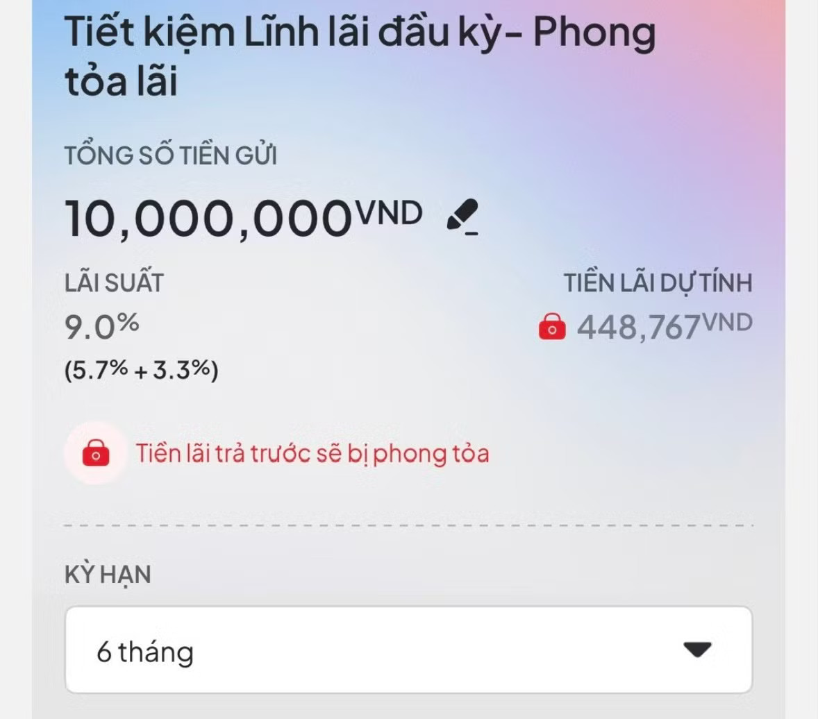 Lãi suất được cộng thêm 3,3%/năm so với bảng niêm yết ngay trên chính app của ngân hàng N (ảnh: N.M). Nhiều ngân hàng 'lách' lãi suất huy động thế nào? - Ảnh 2.