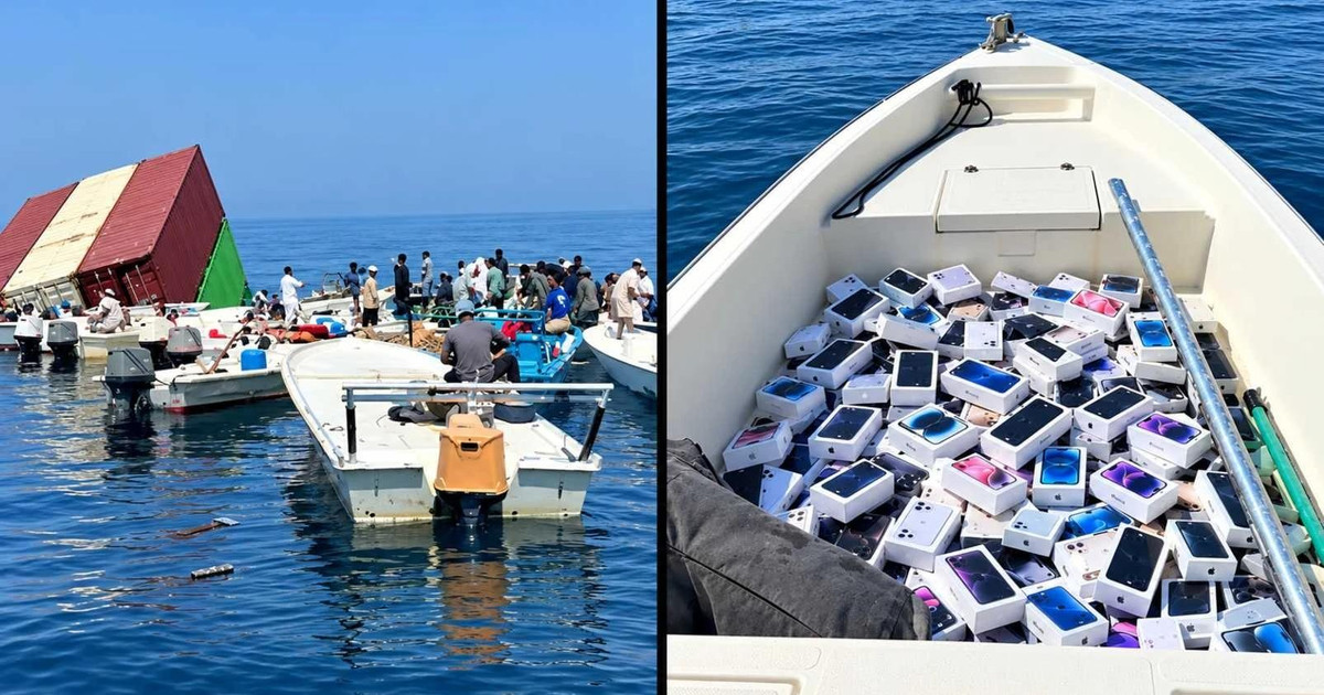 Đắm tàu chở 2.500 container, dân Iran đổ xô ra eo biển Hormuz vớt ...