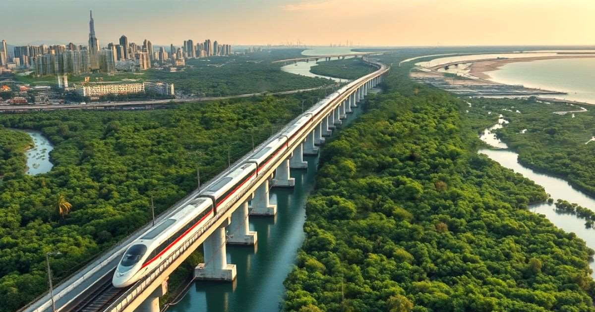 Tuyến đường sắt nối đến siêu đô thị tỷ USD của Vingroup đang xây dựng cầu vượt sông dài gần 1.000m