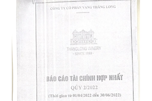 "Vẻ đẹp" BCTC quý II/2022 của Vang Thăng Long (VTL)