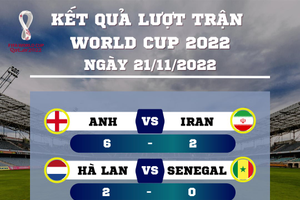 [Cập nhật tỷ số World Cup] 21/11: Anh, Hà Lan giành chiến thắng, Xứ Wales thoát thua