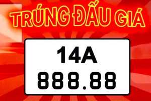 Màn đấu giá biển số 14A-888.88 diễn ra chóng vánh, chốt 17,3 tỷ sau hơn 10 phút