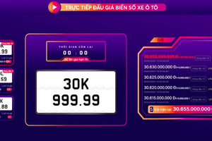 'Nghẹt thở' màn đấu giá biển số siêu VIP 30K-999.99, chốt giá 30,655 tỷ đồng