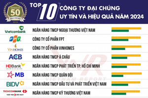 ACB bất ngờ leo lên vị trí số 4 trong top 10 công ty đại chúng uy tín và hiệu quả năm 2024