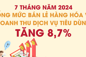 Doanh thu bán lẻ hàng hóa 7 tháng năm 2024 tăng 8,7%