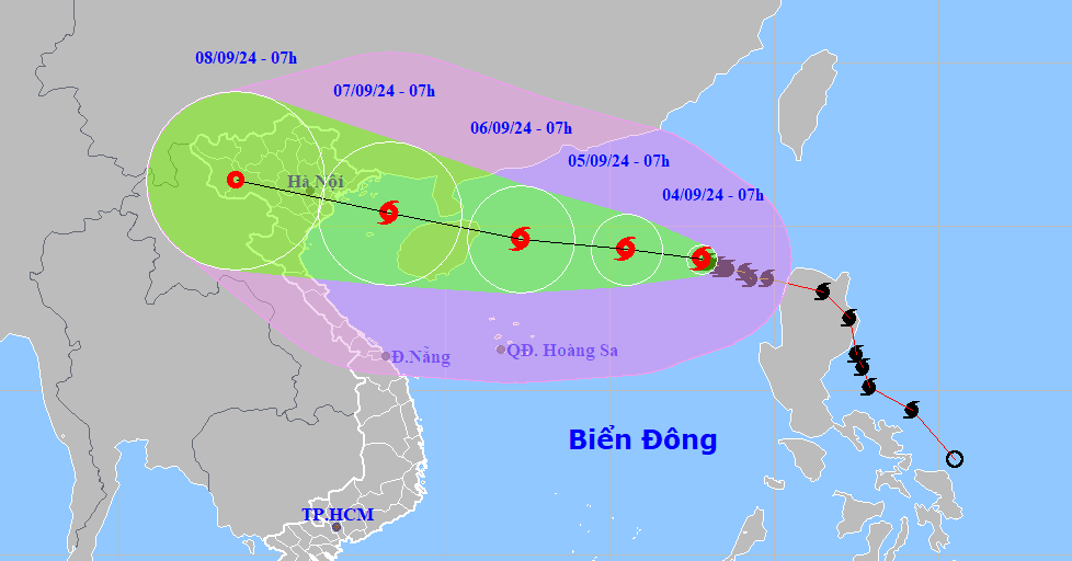 Bão số 3 Yagi vào Vịnh Bắc Bộ vẫn mạnh cấp 13