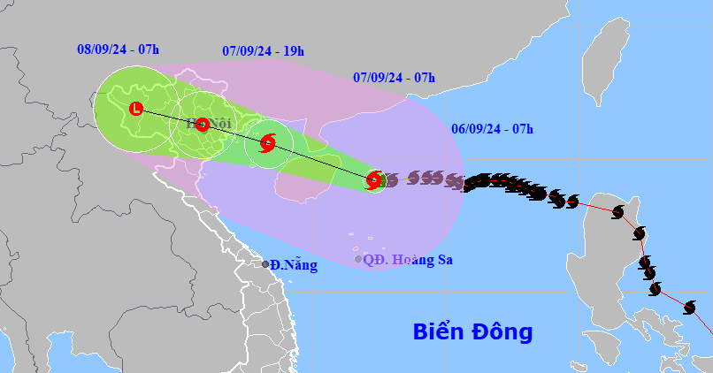 Rìa siêu bão số 3 Yagi 'chạm' đất liền, miền Bắc bắt đầu mưa lớn kèm sấm sét