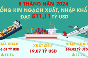 Việt Nam xuất siêu 19,07 tỷ USD trong 8 tháng năm 2024