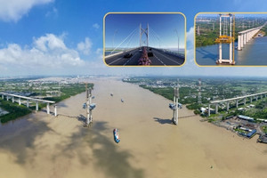 Cầu dây văng có tĩnh không thông thuyền cao nhất Việt Nam trên tuyến cao tốc hơn 30.000 tỷ hẹn ngày về đích