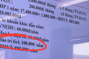 Phụ huynh bức xúc vì bị thu tiền 'bảo trì ti vi' 100.000 đồng/học sinh